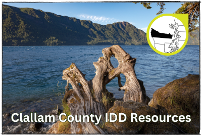 Map of Clallam County along with an image of Lake Crescent